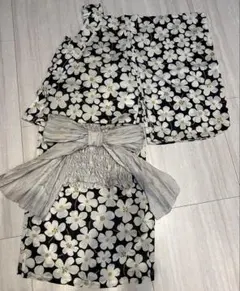 花柄 浴衣 110cm ゴム帯付き　ペアマノン