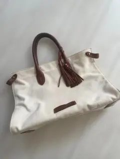 Ralph Lauren キャンバストートバッグ 本革ハンドル タッセル付のサムネイル