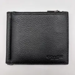【美品】 COACH C8272 二つ折り財布　マネークリップ　ブラック レザー