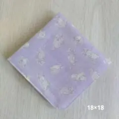 ハンドメイド ガーゼハンカチ(18×18)ねこ×ラベンダー