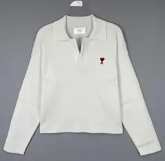 【超美品】アミパリス　ポロニット　セーター　ハートロゴ　ホワイトグレー
