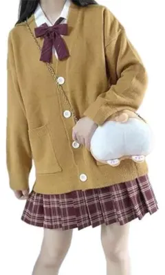 カーディガン 学生 スクールカーディガン 女子高生 Vネック 無地 長袖 ニット