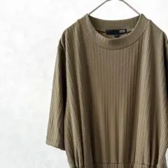 Sugar spoon ロングワンピース 五分袖 ベルト付き フロントボタン