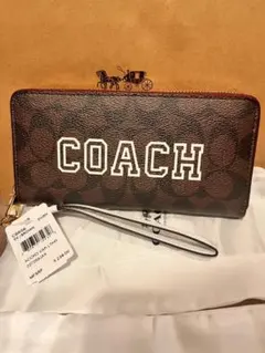 COACH CB856 SV/BROWN ACCRD 長財布 シグネチャー