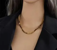 サージカルステンレス ネックレス ゴールドストーンスタイルチェーン 人気ラスト1