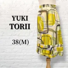 【YUKI TORII】シルク100％　ひざ丈フレアスカート　日本製　868のサムネイル