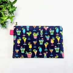 ✳️ハンドメイド✳️ お薬手帳ポーチ フラットポーチ 薄型ポーチ 通帳ケース