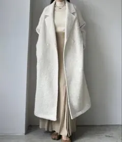 louere ルエレ ボアロングコート ダブルブレストロングコート ホワイト L