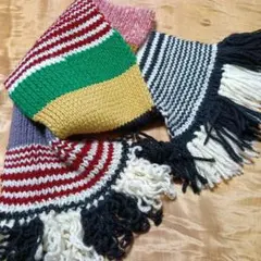 手編み ハンドメイド カラフルニットマフラー