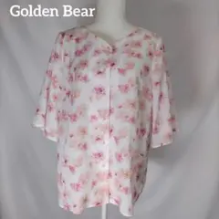 Golden Bear 花柄シフォンブラウス パールボタン フレアスリーブのサムネイル