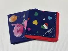 【新品】フィオルッチ メルローズ ハンカチセット 花柄 ハート柄　ネイビー