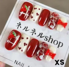 771:ハローキティーちゃんレッドマグネットにいちごとリボンパーツ☆XSサイズ