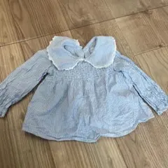 ZARA フリル襟ストライプシャツ 12-18ヶ月