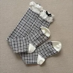 18cm～20cm チェック柄靴下（フリル付き）