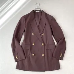 PLST プラステ ダブルブレスト テーラードジャケット 金ボタン リネン混