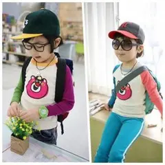 クレイジー長袖Tシャツ♡クマプリント☆ロンT100cm〜130cm