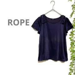 【ROPE ロペ】半袖　トップス　肩リボン　紫　パープル　大人可愛い　M 薄手