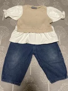 しまむら　SEASON REASONベビー トップス デニムパンツ セットのサムネイル
