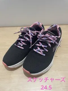 Skechers アーチフィット　24.5 ブラック/ピンク スニーカー