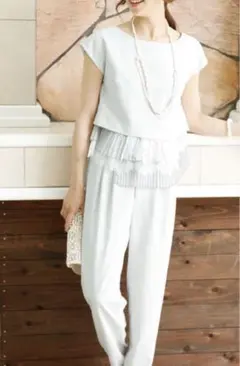 PourVous レースドレス　パンツドレス　セットアップ　M