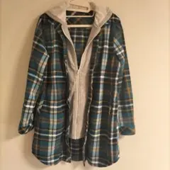 POCO＆MOCO レイヤード風フリースパーカー☆ブルー系LL