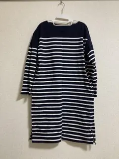 ネイビー・ホワイト ストライプ 長袖ワンピース UNIQLO