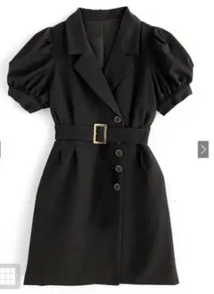 ベルト付きジャケット風ミニワンピースk9121c 黒