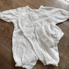 ホワイト ベビードレス ボンネット付き　【水通しのみ】