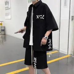 セットアップ　半袖シャツ　ハーフパンツ　上下セット　襟付　ユニセックス