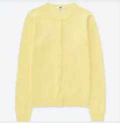 ユニクロ UVカットクルーネックカーディガン（長袖） CREAM（イエロー） M