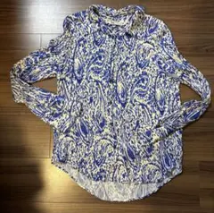 ZARA 長袖シャツ 青と白のパターン