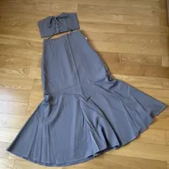 【新品】セットアップ　ビスチェ×マキシ丈スカート M グレー