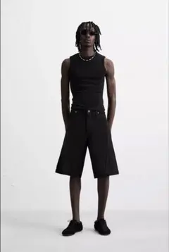 【EU44新品未使用】ZARAバギーフィットバミューダパンツ(定価¥8,590)