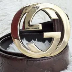 GUCCI グッチ ベルト インターロッキングG 74053 ブラウン ベージュ GUCCI グッチ ベルト インターロッキングG 74053 ブラウン ベージュ