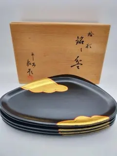 d461 蛤形銘々皿 5枚入り 平安象彦 木箱 茶道具 古物