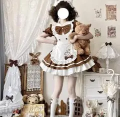 [新品]人気メイド服 コスプレ ロリータ エプロン 分離タイプ　5点セット
