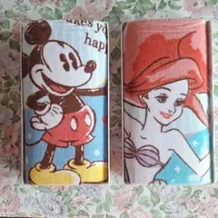 Disneyフェイスタオル2枚　ミッキーとアリエル