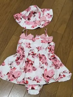 花柄ワンピースと帽子セット