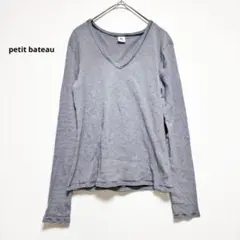 petit bateau プチバトー　ボーダー長袖トップス　XS Ｖネック