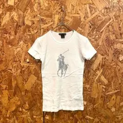 RALPH LAUREN Tシャツ ロゴ ラインストーン ホワイト レディース