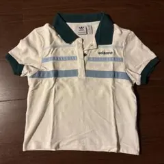 adidas ストライプ ポロシャツ 半袖 ホワイト/グリーン