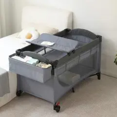 グレー メッシュカバー付きベビーベッド 1台 - メルカリ