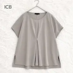 【期間限定】ICB 半袖 ブラウス フロントタック グレー　ドルマンスリーブのサムネイル
