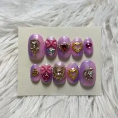 ゆめかわネイル ピンク 平成女児 セーラームーン ハート リボン ネイルチップ