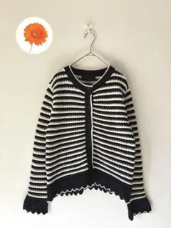 S ZARA ザラ　カーディガン　長袖　ボーダー柄　紺　白　前ボタン 7〜9号