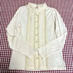 美品　axesfemmeアクシーズ アイボリー レース装飾 長袖トップス