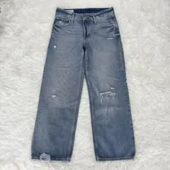 GAP デニムパンツ 26 M ダメージ ワイドストレート カットオフレディースのサムネイル