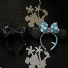 ミニーカチューシャ 黒と水色