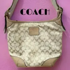 H45☆COACH ワンショルダーバッグ シグネチャー キャンバス ブラウン