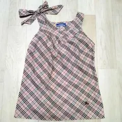 美品 バーバリーブルーレーベル キャミソール ノバチェック 赤 リボン Mサイズ BURBERRY LONDON BLUE LABEL】ノバチェック キャミソール リボン